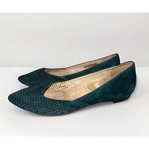 VIONIC Green Suede Posey Slip On Pointed Toe Ballet Flats Sheer Shoes Women's 8